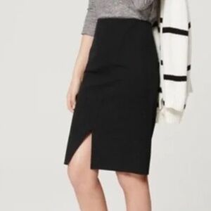 Ann Taylor Black Textured Pencil Skirt with Slit in Front, Size 12 Petite